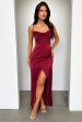 Aiana Satin Maxi Dress - Burgundy on Sale