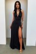 Neriah Satin Halter Maxi Dress - Black Online