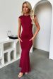 Theodore Backless Maxi Dress - Burgundy For Cheap