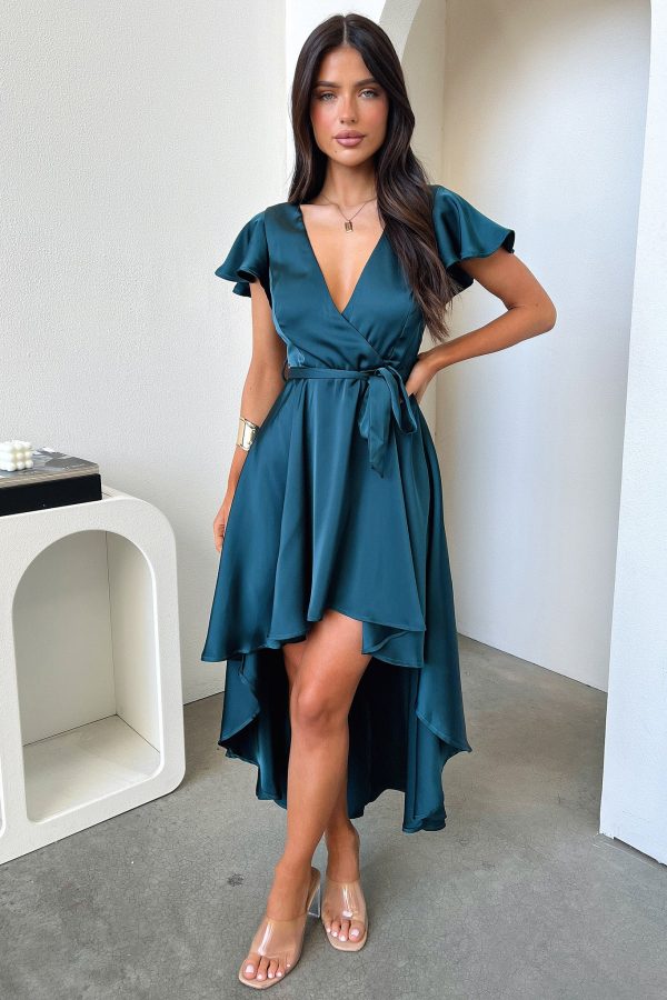 Amelia Silk Dress - Emerald Online Hot Sale