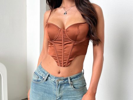 Fauna Corset Top - Brown Online Hot Sale