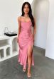 Evelyn Satin Cowl Neck Midi Dress - Rose Hot on Sale